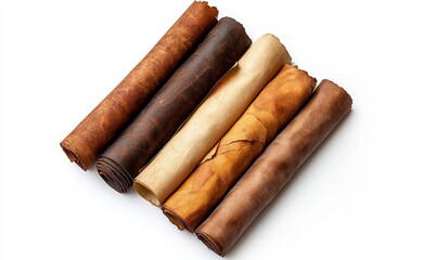 Rolls of Various Natural Leather Textures and Colors for Crafting