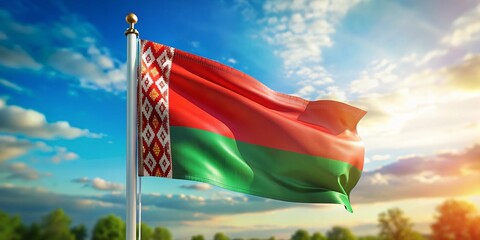 Miniature Belarus Flag: Tilt-Shift Photography of National Symbol