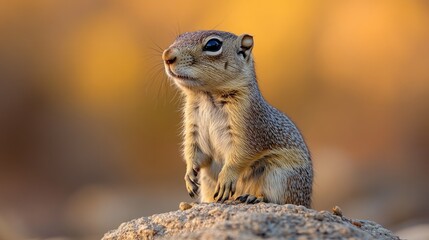 Fototapeta premium Desert squirrel sunset rock wildlife nature poster