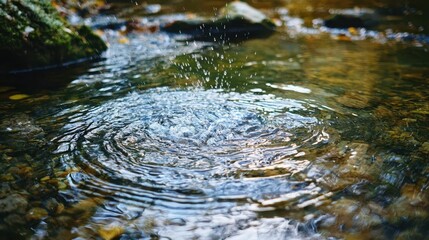 Fototapeta premium Serene Water Scene with Gentle Splashes in Quiet Natural Setting