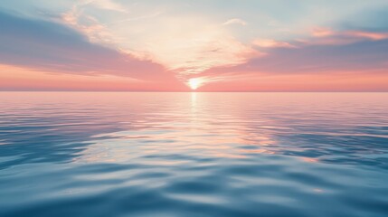 Obraz premium Serene Sunrise Over Calm Sea Reflecting Gentle Morning Light