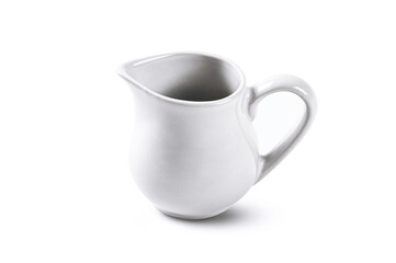Empty ceramic milk jar isolated on white background.

