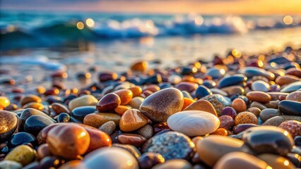 Obraz premium Minimalist Beach Pebble Wallpaper: Ultra Realistic Photorealistic Smooth Stones Background