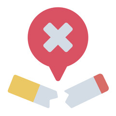 Obraz premium Broken cigarette flat icon symbolizing quitting tobacco for better health and life