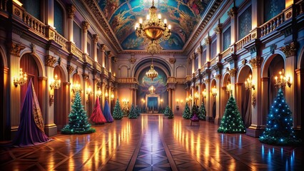 Obraz premium Minimalist Christmas Masquerade Ball: Grand Hall Elegance