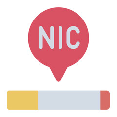 Nicotine in cigarette flat icon showing health risks and tobacco addiction awareness