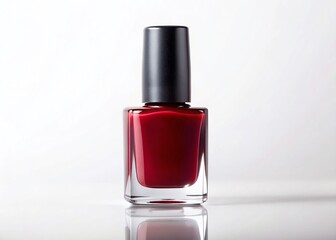 Minimalist Dark Red Nail Polish Bottle Stock Photo - Beauty Product Photography