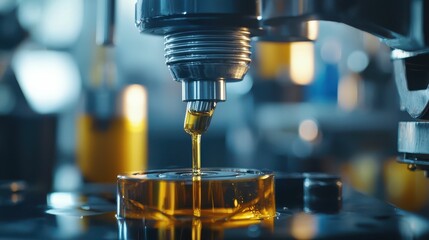 Close-up of Lubricant Being Applied in Technical Machinery Process