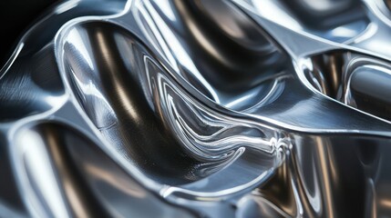 Smooth Technical Macro of Reflective Metal Surface Patterns