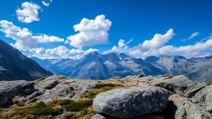 Breathtaking Mountain Landscape with Dramatic Cloud Formation Highlighting Nature's Beauty and Adventure : Generative AI