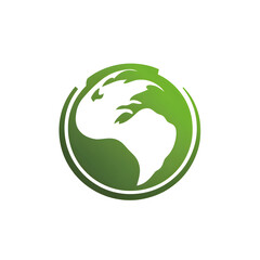 Fototapeta premium A circular logo featuring the Earth, with a green gradient indicating environmental harmony
