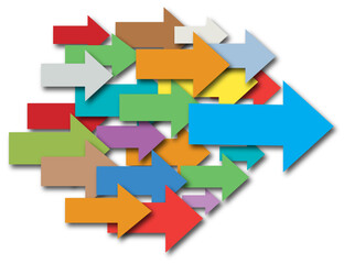 color arrows point to progress