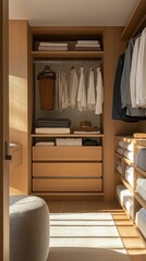 Modern Vibrant Closet Space with Neatly Organized Clothing
