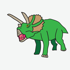 Cartoon Triceratops Dinosaur with white Background