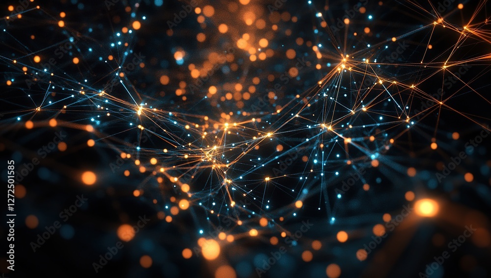 Poster exploring network connections: a visual journey into interconnectivity and data flow dynamics