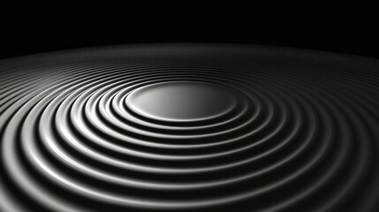 Abstract concentric circles ripple effect.  Smooth, dark gray surface with a calming, meditative feel.