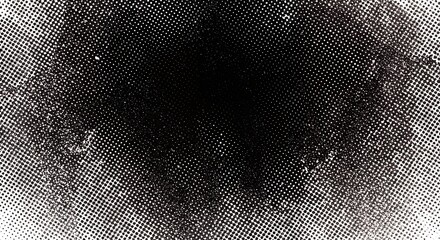 Black circular shape on halftone pattern grunge background