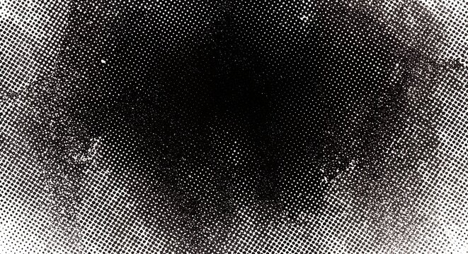 Black circular shape on halftone pattern grunge background