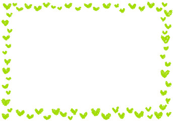 手描きのクレヨン素材　背景　ハートのフレーム