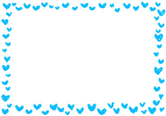 手描きのクレヨン素材　背景　ハートのフレーム