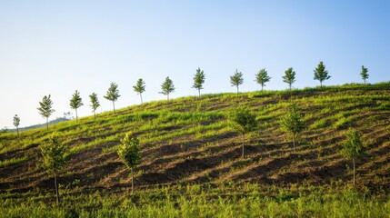 implementation of erosion control measures through tree planting on a sloped landscape brings about numerous benefits such as presence of thriving compact trees restoration of ecosystem and a commitme