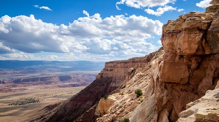 Obraz premium Stunning Rocky Canyon Landscape Under Beautiful Cloudy Blue Sky : Generative AI