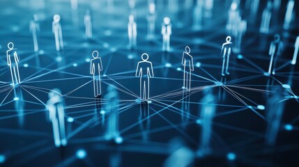 People networking and influential person. Person shape blocks and network structure.