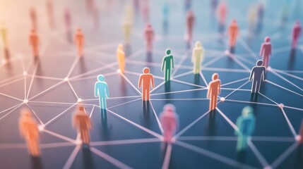 People networking and influential person. Person shape blocks and network structure.