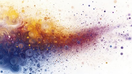 Obraz premium A dreamy pattern of clustered color grains forming a rich core in the middle, then softly fading and dissolving as they drift outward into a white void.
