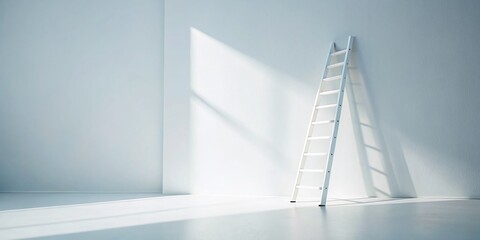 Obraz premium Minimalist White Ladder Double Exposure Stock Photo: Clean Background, Abstract Art