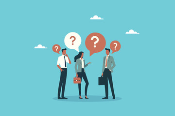 Curious Minds at Work, Employees Seek Clarity by Asking Questions with Question Mark Signs