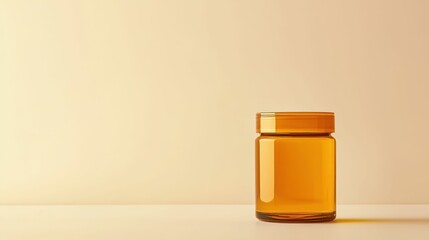 Solitary Amber Jar Against Minimalist Background in Artistic Composition