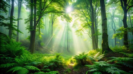 Obraz premium Misty Forest Frame: Enchanting Nature Border for Design Projects