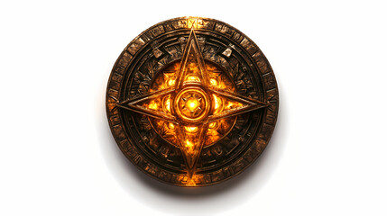 Magical healing amulet - white background. Ancient Luminescent Glyphs. Illustration