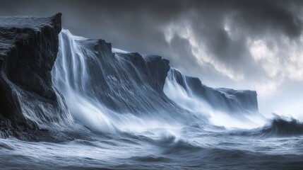 Fototapeta premium awe-inspiring essence of waterfalls, encapsulating perpetual cascade and eternal existence of these majestic marvels