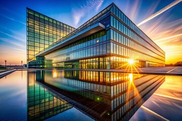 Fototapeta premium Modern Architecture Dawn: New Building Construction, Urban Renewal, Cityscape