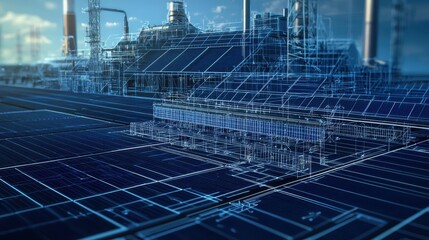 Obraz premium Innovative Engineering Blueprint of Solar Power Technology Concept