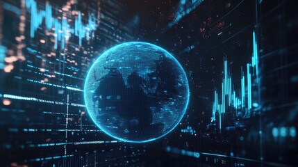 Digital Globe with Data and Charts
