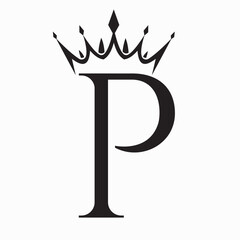Initial Letter P Crown Logo Concept For Fashion and Beauty Symbol Vector Template