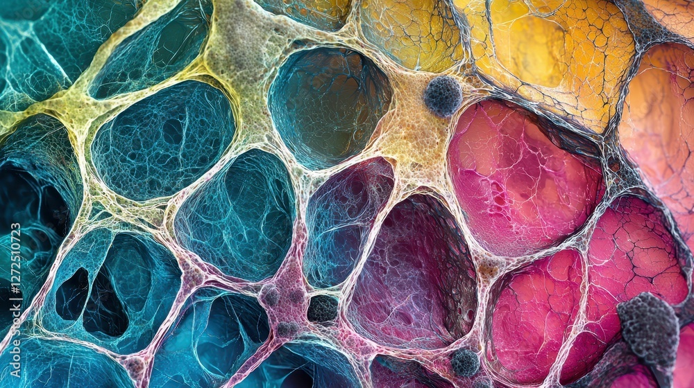 Poster captivating dynamic macro image of colorful tissue structure details