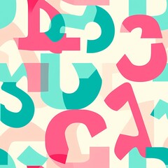 Seamless Number Pattern with Geometric Shapes

