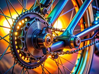 Modern Hybrid Electric Bicycle Gears & Disc Brakes Close-Up Stock Photo