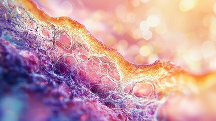 Elegant Microscopic View of Tissue Layers with Soft Color Bokeh