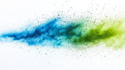 Obraz premium Brilliant hues of green and blue swirl gracefully, leaving trails of vibrant color against a stark white backdrop