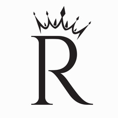 Initial Letter R Crown Logo Concept For Fashion and Beauty Symbol Vector Template