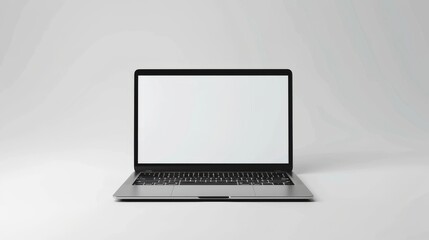 Fototapeta premium Laptop with blank empty white screen display mock-up, isolated on white background 