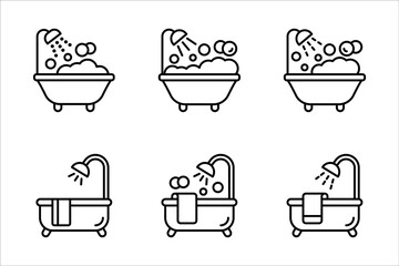 Bathtub icon set trendy design template, on white background.