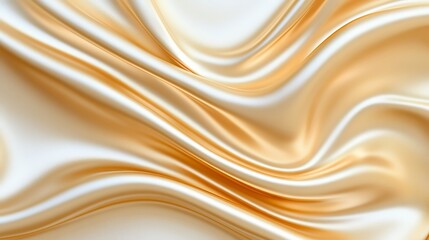 Fototapeta premium Elegant Satin Fabric Flowing in Soft Gold and White Tones with Subtle Shimmer Effect