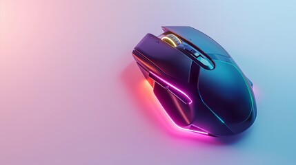 A sleek black gaming mouse with customizable side buttons and RGB lighting, isolated on a pristine white background.