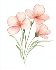 Obraz premium Watercolor Peach Flowers on White Background Delicate Floral Bouquet Art for Decoration